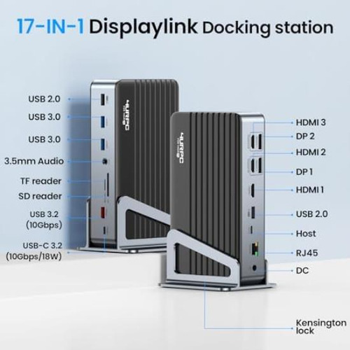 Displaylink Docking Station 3 Monitores Con Adaptador De Cor