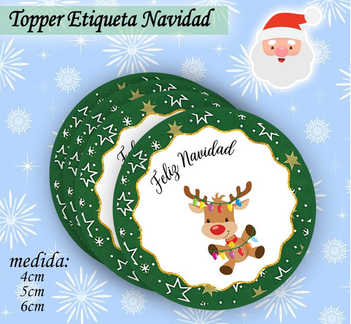 Tarjetita, Topper Stickers Circulo Navidad Felices Fiesta M2