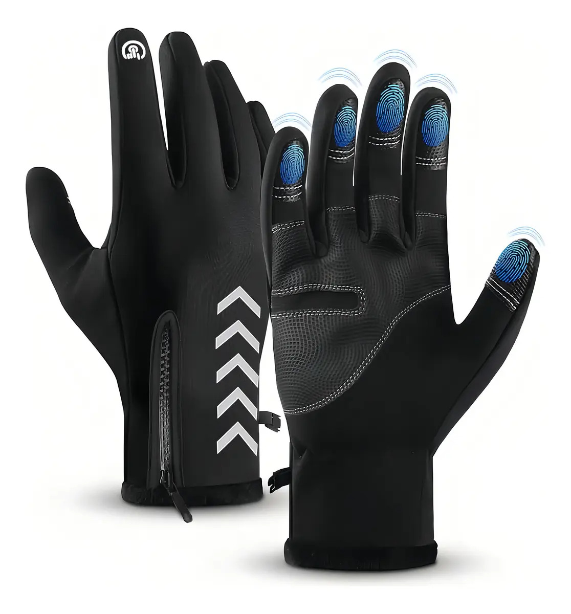 Guantes Para Moto Guantes De Cuero Térmicos Impermeables Touch Para Moto/bici Negro Talla M Jeeyee
