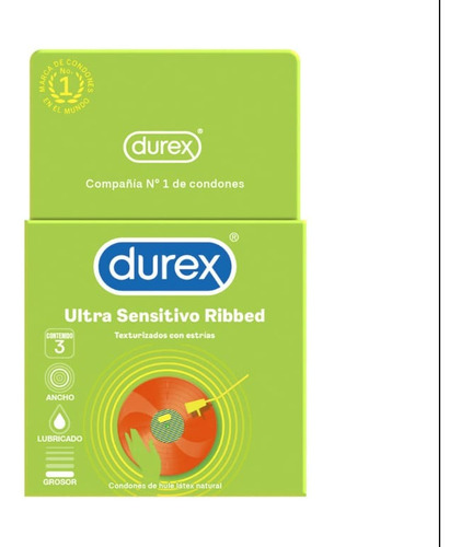 Perservativos Ultra Sensitivo Ribbed Durex De Latex