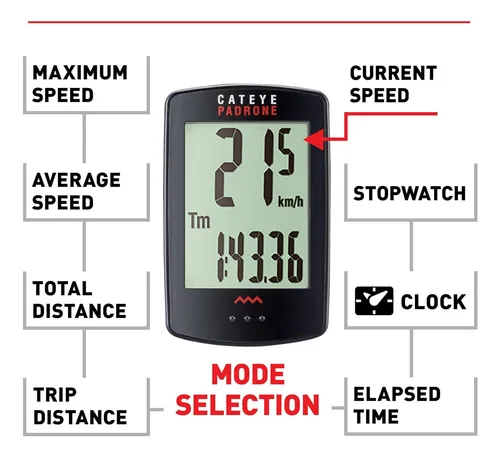 Cat Eye Padrone Wireless Bike Computer White