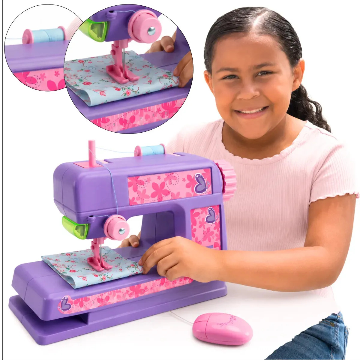 Máquina De Costura Infantil Com Linhas E Agulha Brinquedo Mini Maquina de Costura