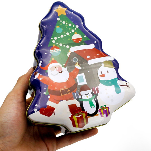 Lata Decorativa Árvore De Natal Enfeite Para Biscoito | Parcelamento sem  juros