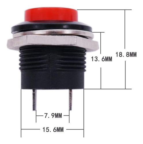 Interruptor De Botón Push Momentáneo Spst Mini Apagado En +