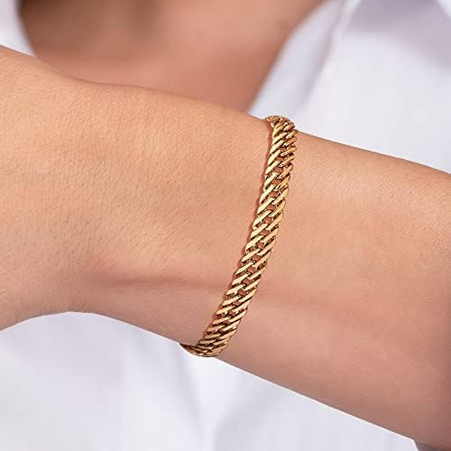 Wearon Pulsera De Oro Para Mujer Pulsera De Cadena De Eslabo