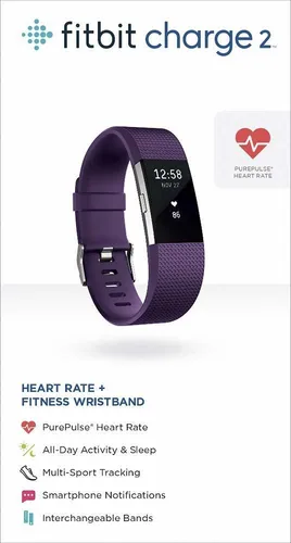 Pulsera Fitbit Charge 2 Heart Rate Fitness, Ciruela, Grande