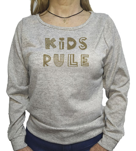 Buzo Lanilla Mujer  Frase Kids Rules Niños Reglas Juegos