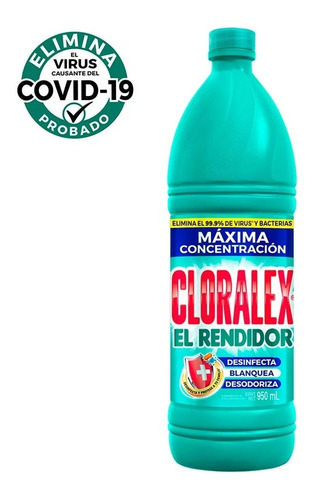 Blanqueador Líquido Cloralex El Rendidor 8 Pzas De 950 Ml