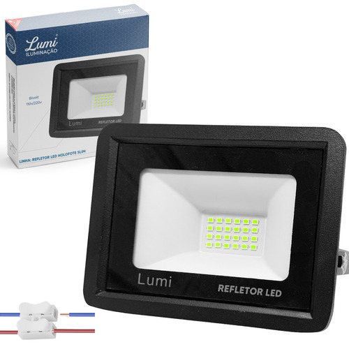 Kit 3 Refletor Led Holofote Slim 50w Bivolt Prova D'água Cor Da Luz Verde Lumi