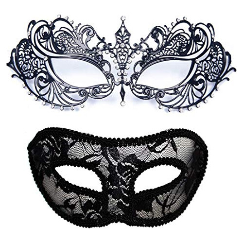 Masquerade Mask For Couple Women Metal Rhinestone Venetian P