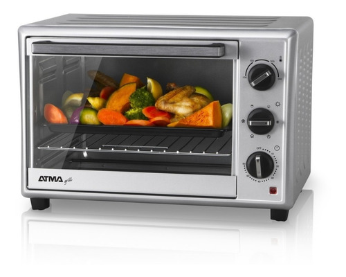 Horno Grill Atma 30lts Gris Hg 3010 Puerta De Vidrio 1500w