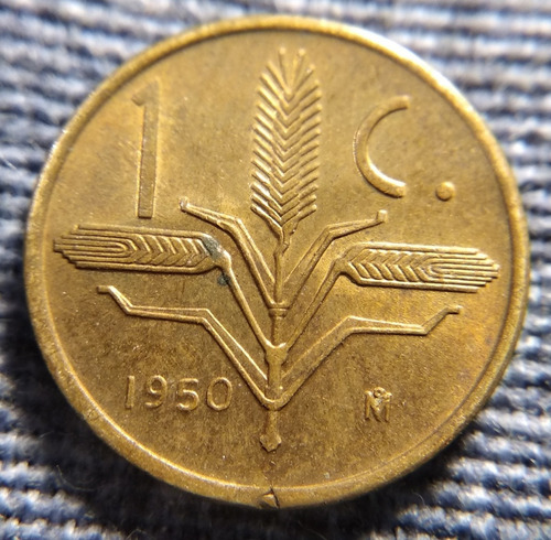 Moneda Un Centavo Espiga 1950, En Bronce 16mm. (Usado)