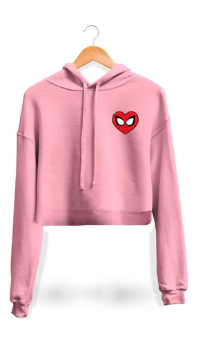 Hoodie Crop Top Corazon De Spiderman