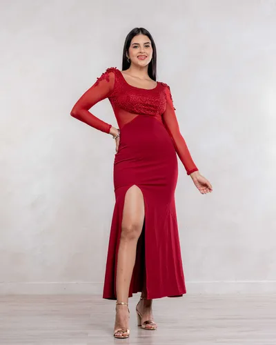 comprar Vestido Katty Elegante Promoción Con Mangas Largas