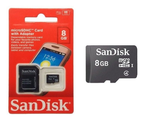 Cartão De Memória Sandisk 8gb Micro Sd Com Adaptador