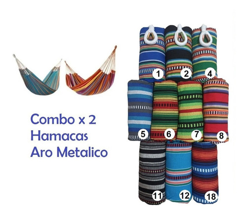 Combo X2 Hamacas Diseño Múltiples Colores, Aro Metálico