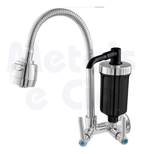 Imagem 3 de 9 de Torneira Com Filtro Gourmet Cozinha Parede Metal S Promoção