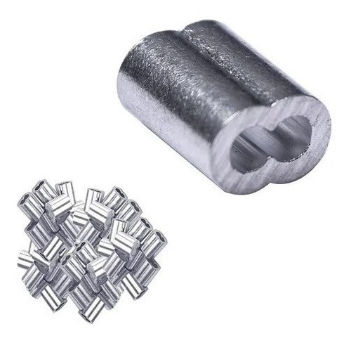 Casquillo Aluminio Piola Acero De 1/4 (6mm) 12 Unidades