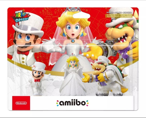 Set 3 Amiibos Nintendo Mario Odyssey Weeding Versión 2024.