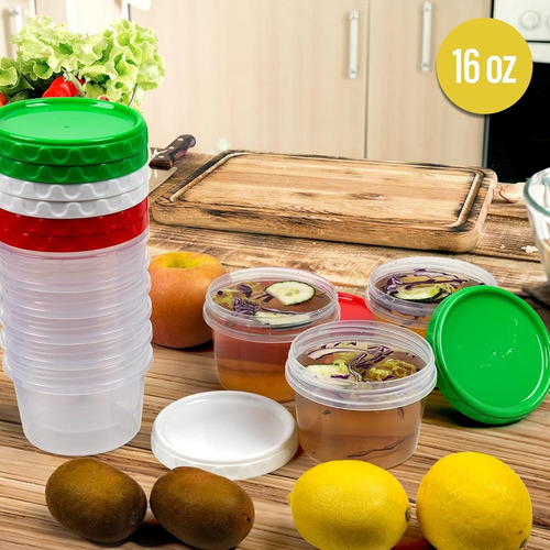 Contenedores Plásticos Apilables 16 Oz Con Tapa - Sin Bpa