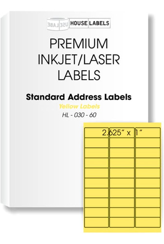 Houselabels 30 Etiqueta Amarilla 1 X 2-5 8  Para Impresora