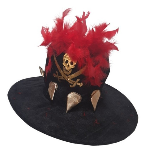 Sombrero Pirata Con Dorado Y Calavera Cotillón Halloween