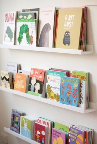 Imagen 4 de 10 de Estante Flotante Infantil Porta Libros Laqueado 80x12 Prof