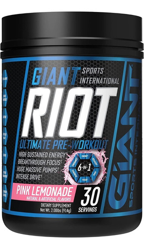 Giant Sport Riot Ultimate Pre-workout 30 Serv Sabor Pink Lemonade