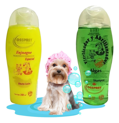 Shampoo Algas Y Enjuague Abrillantador Perros Gatos Osspret