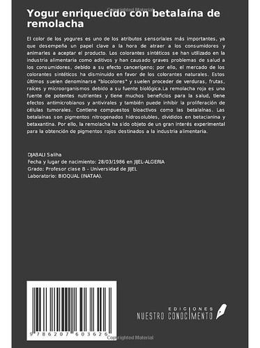 Yogur Enriquecido Con Betalaina De Remolacha: Caracterizacio