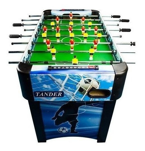 Mesa de pebolim Tander TMP22 cor azul com bonecos de polopropileno e bolas incluídas