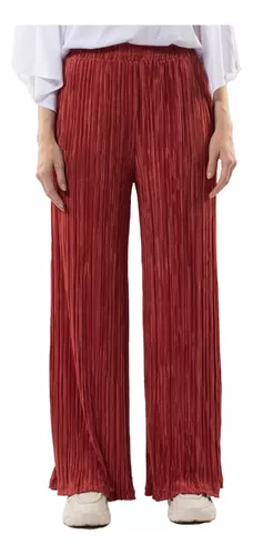 Pantalon Plisado Mujer Fiesta Vestir Noche Recto Muy Ancho