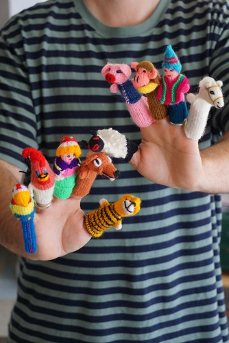 Titere De Dedos Tejido De Alpaca Artesanal Andino Pack X10