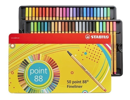 Marcadores Stabilo Point 88 Lata X 50 Colores Microfibra