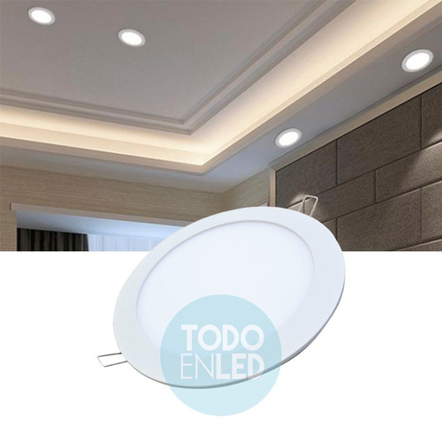 Imagen 2 de 9 de Panel Plafon De Embutir Led Redondo 24w Luz Cálido