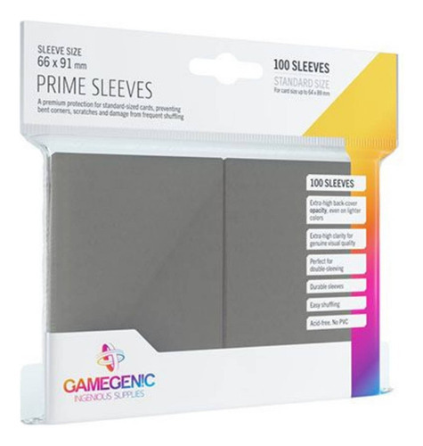 Gamegenic: Prime Sleeves (cinza) 100 Unidades 64 X 89mm