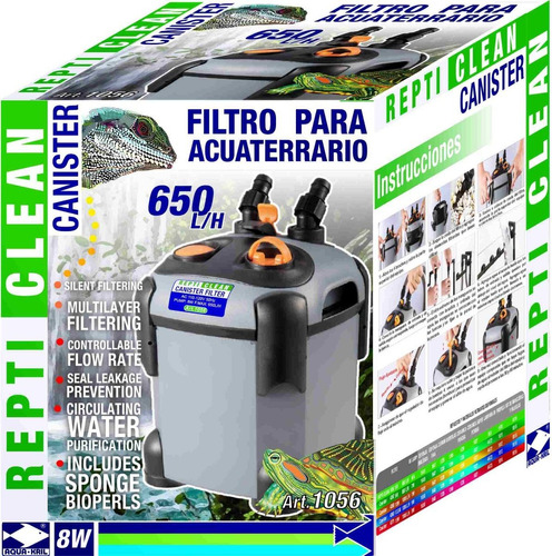 Filtro Canister Canasta Acuario, Acuaterrario 650 L/h 1056