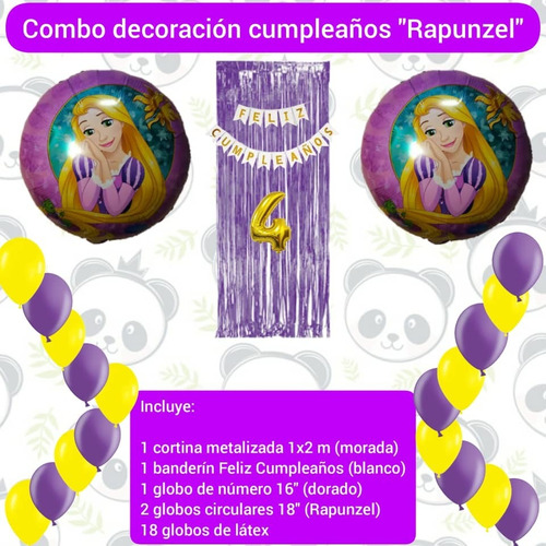 Combo Decoración Cumpleaños Rapunzel Enredados Globos 