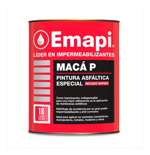 Imagen 1 de 3 de Pintura Asfáltica Emapi Maca P X 18 Litros Secado Rápido