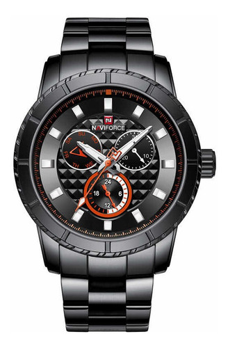 Reloj Naviforce Nf 9145 Reloj De Acero Inoxidable Negro