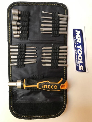 Imagen 4 de 6 de Desarmador Set 26 Piezas Incluye Puntas Y Funda Marca Ingco