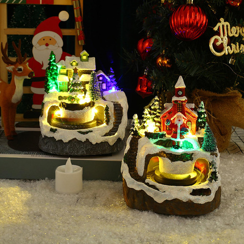 Escena De Nieve De La Casa De Pueblo De Navidad Para La