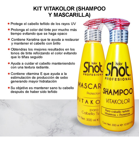Shampoo Y Mascarilla Vitakolor Intensidad Tinte Y Duracion