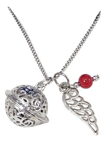 Collar Con Llamador De Ángeles Del Arcángel Uriel Plateado Y Rojo