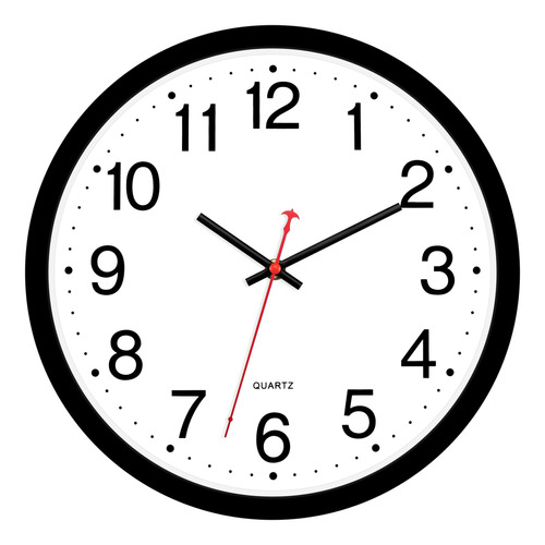 Reloj De Pared Silencioso Y Fácil De Leer 35 Cm Negro