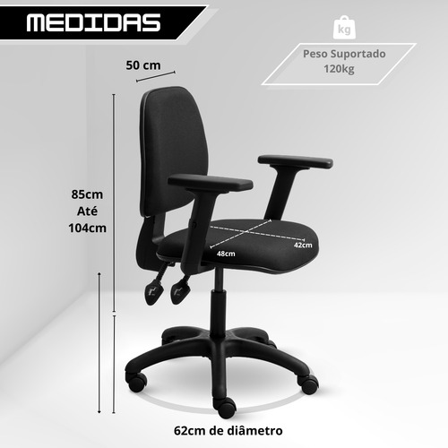 Cadeira Escritório Executiva Ergofit Presidente Giratória Ergonômico Rodinhas Regulavel Estofado Diretor Encosto Preta