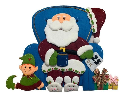 Corona Navidad Santa Claus Papá Noel Duende Fieltro 75x55 Cm