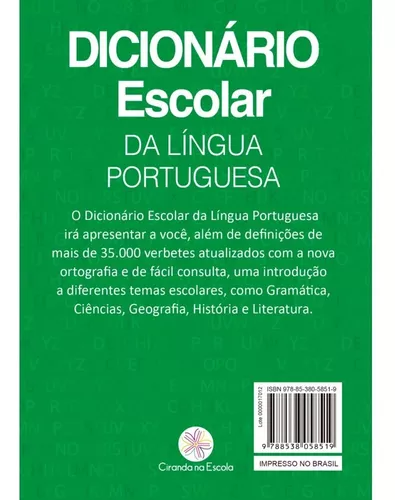 Dicionário Escolar Língua Portuguesa - News Center Online - newscenter