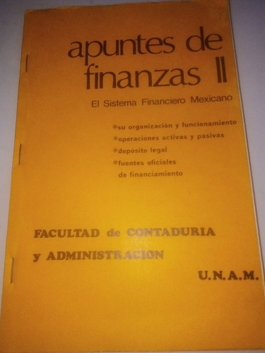 Apuntes De Finanzas Ii Contaduría Unam Folleto Antiguo 1974