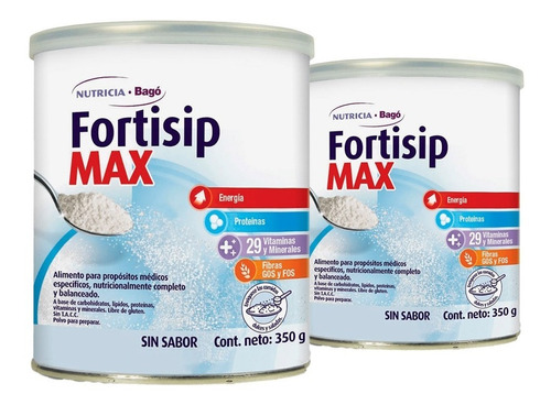 Fortisip Suplemento Alimentario Max Sin Sabor 350g Pack X2un